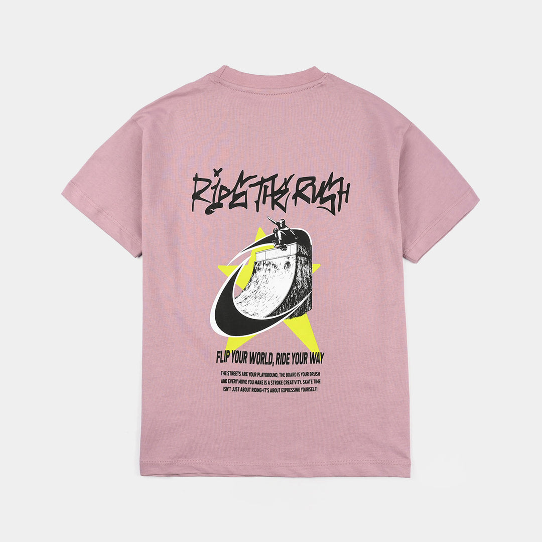 Boys Cotton Jersey T-Shirt (RIDE THE RUSH) - Elderberry