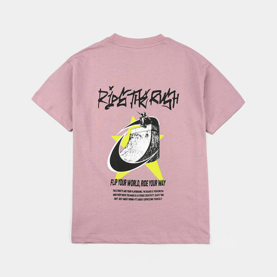 Boys Cotton Jersey T-Shirt (RIDE THE RUSH) - Elderberry