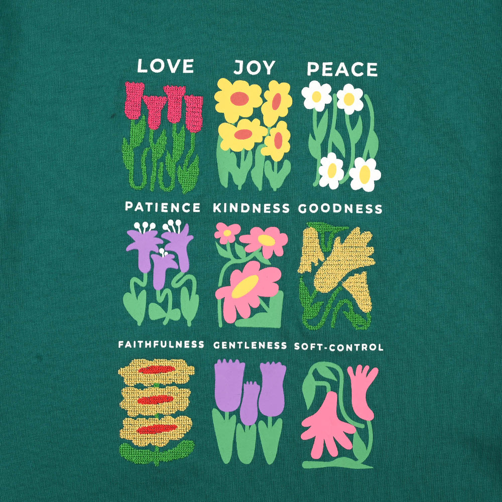 Girls Jersey/Terry T-Shirt (Love Joy Peace) - Green