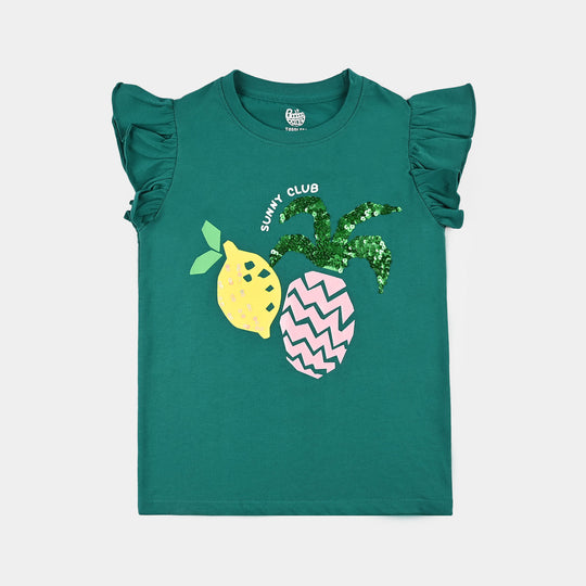Girls Jersey/Terry T-Shirt (Sunny Club) - Green