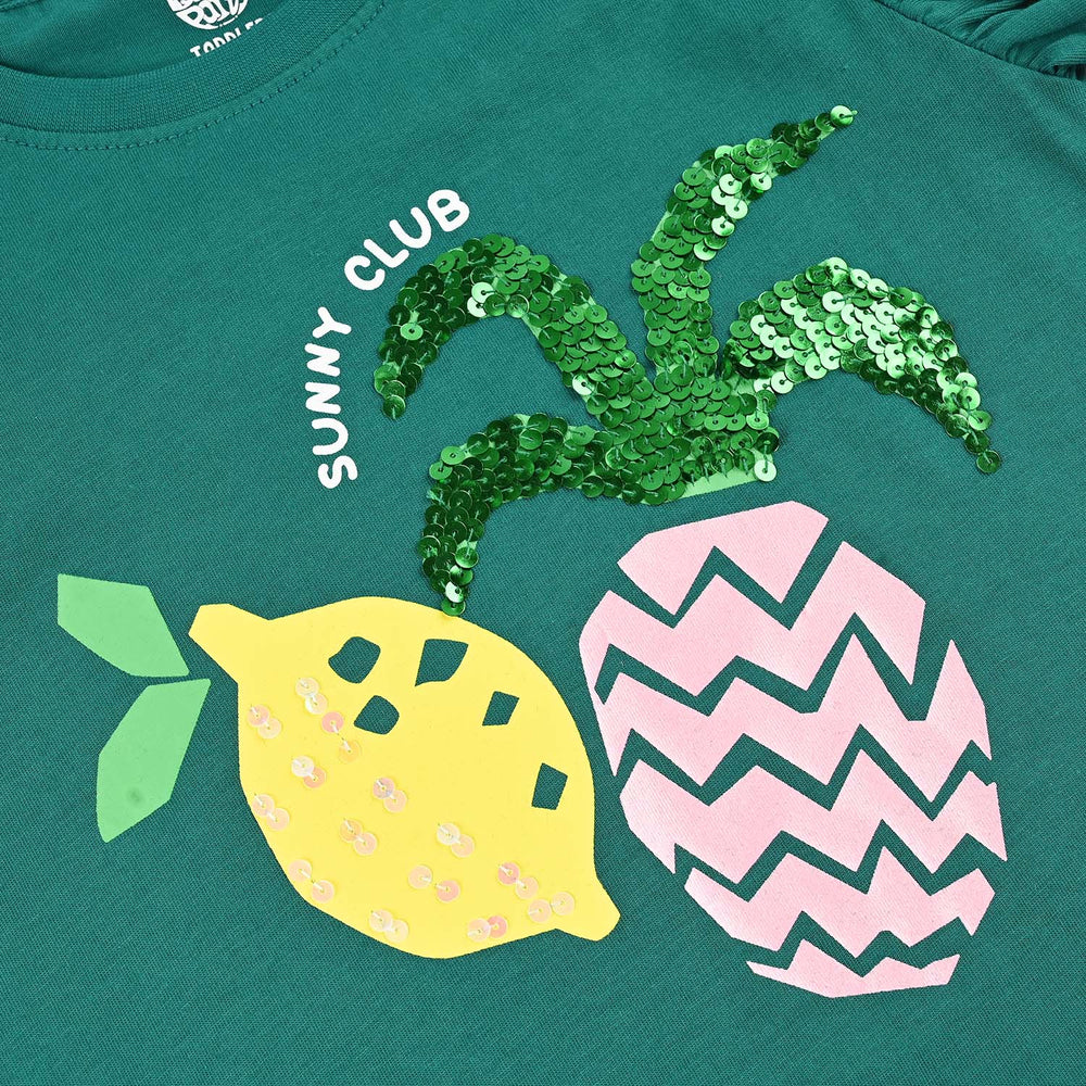 Girls Jersey/Terry T-Shirt (Sunny Club) - Green