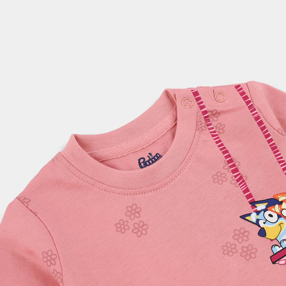 Infant Girls Jersey/Terry T-Shirt (Bluey & Bingo) - Pink