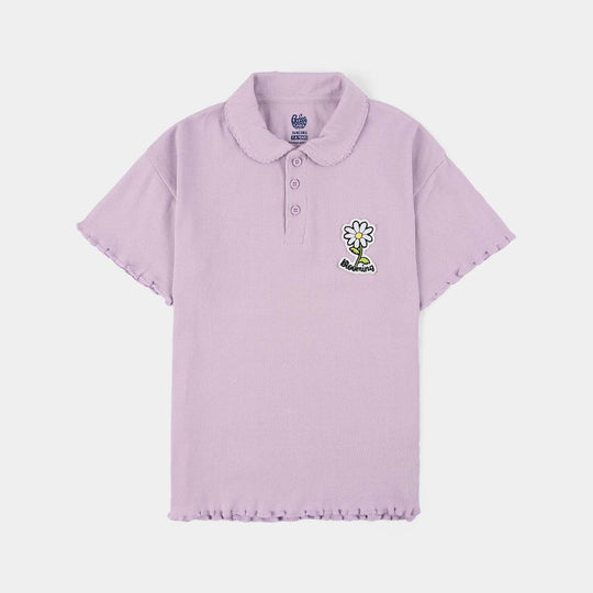 Girls 2x1 Rib T-Shirt (Daisy) - Lilac