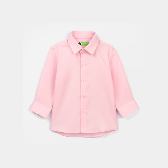 Infant Boys Yarn Dyed Formal Shirt (Pink Dobby)-PINK