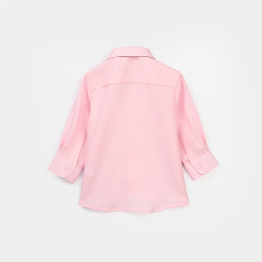 Infant Boys Yarn Dyed Formal Shirt (Pink Dobby)-PINK