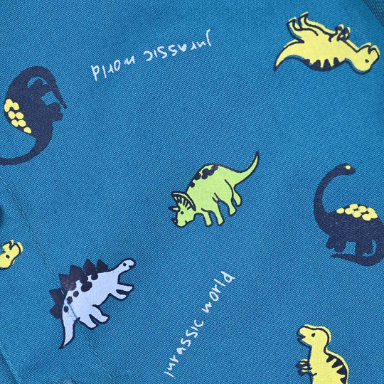 Infant Boys Cotton Poplin Shirt (Dinosaurs) - Blue