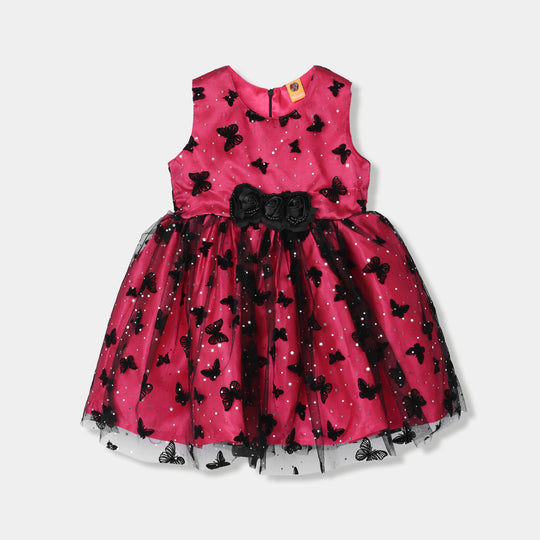 Girls Net Fancy Frock-3D Butterfly
