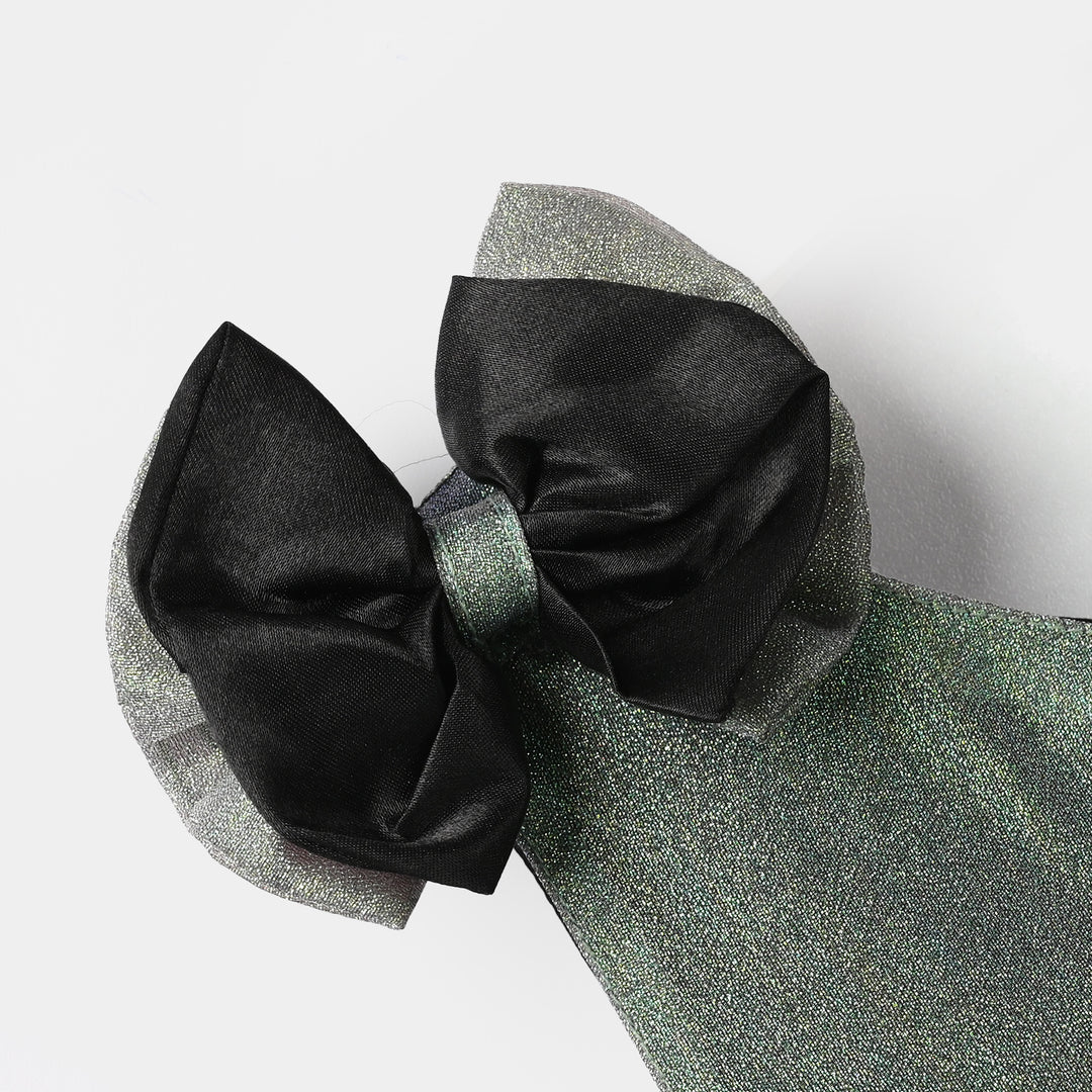 Girls Organza Fancy Frock (Bow) - Green
