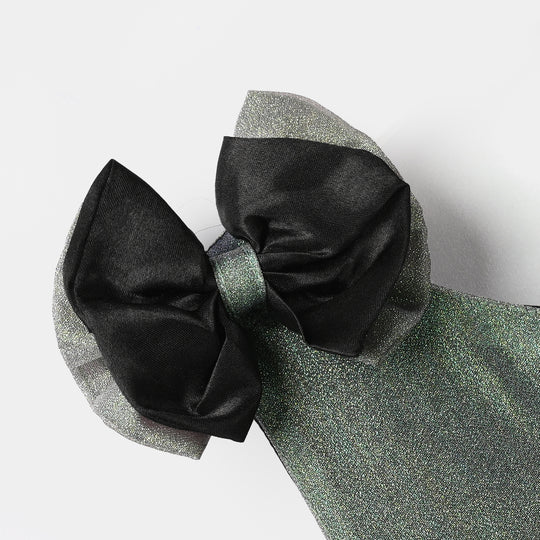 Girls Organza Fancy Frock (Bow) - Green