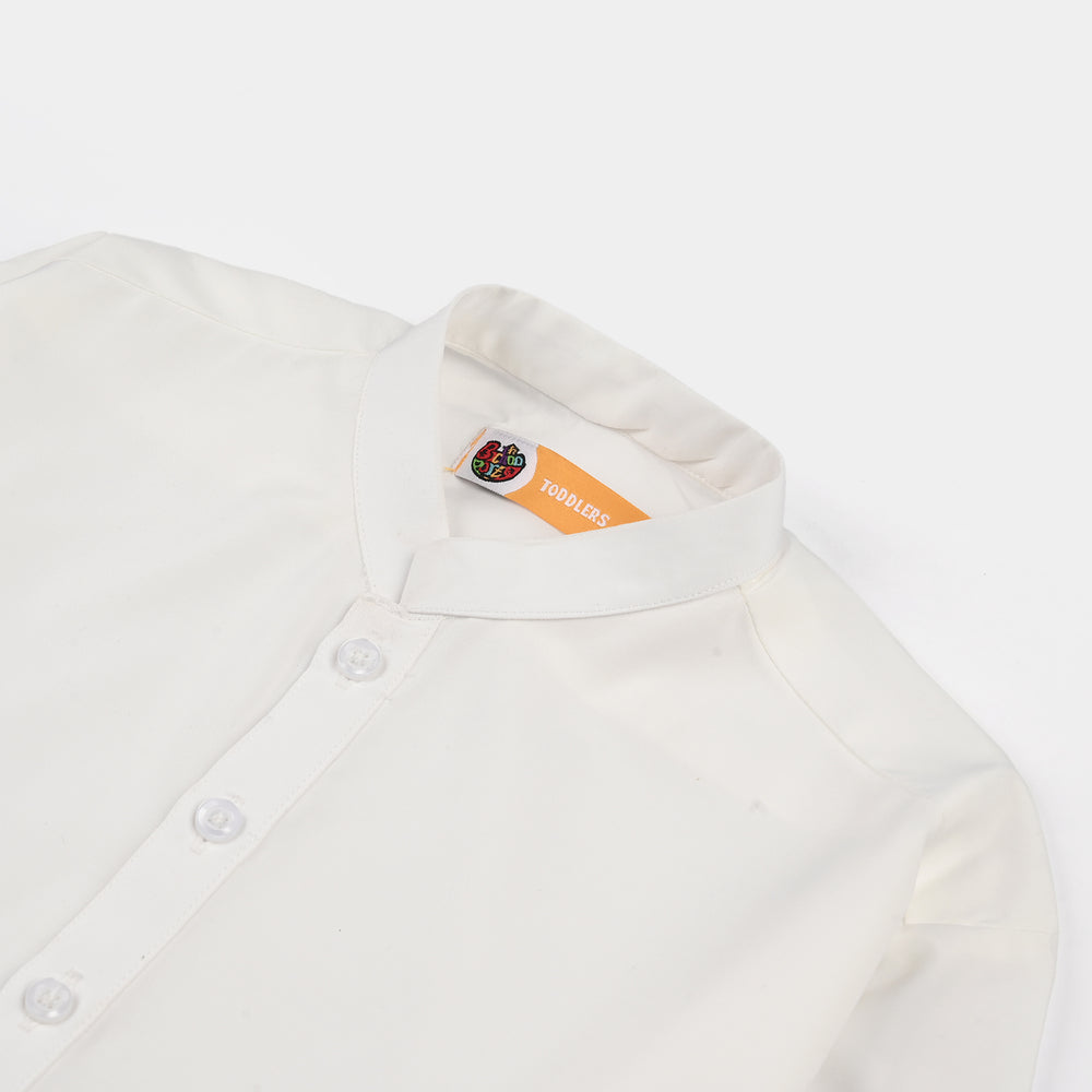 Boys Poly Viscose Jubba-White