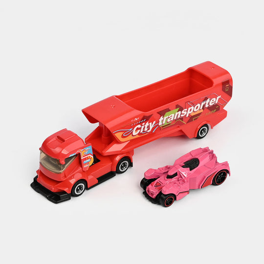 City Transporter Truck with Mini Car – Durable Toy Vehicle Set for Kids