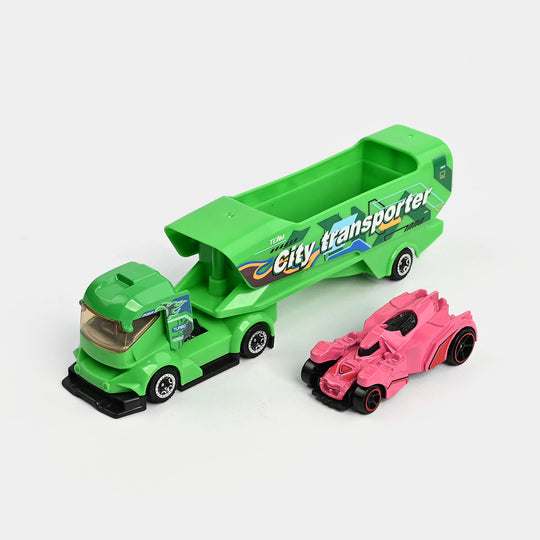 City Transporter Truck with Mini Car – Durable Toy Vehicle Set for Kids