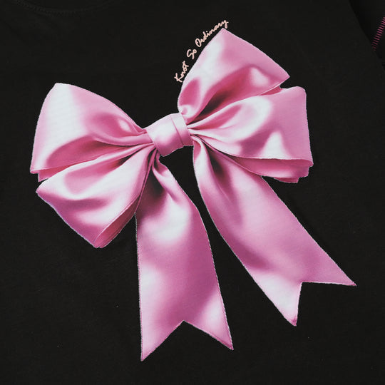 Girls Jersey/Terry T-Shirt (Knot So Ordinary) - Jet Black