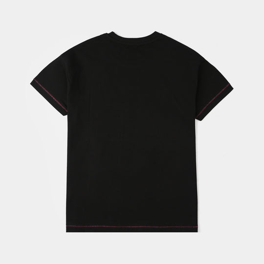 Girls Jersey/Terry T-Shirt (Knot So Ordinary) - Jet Black