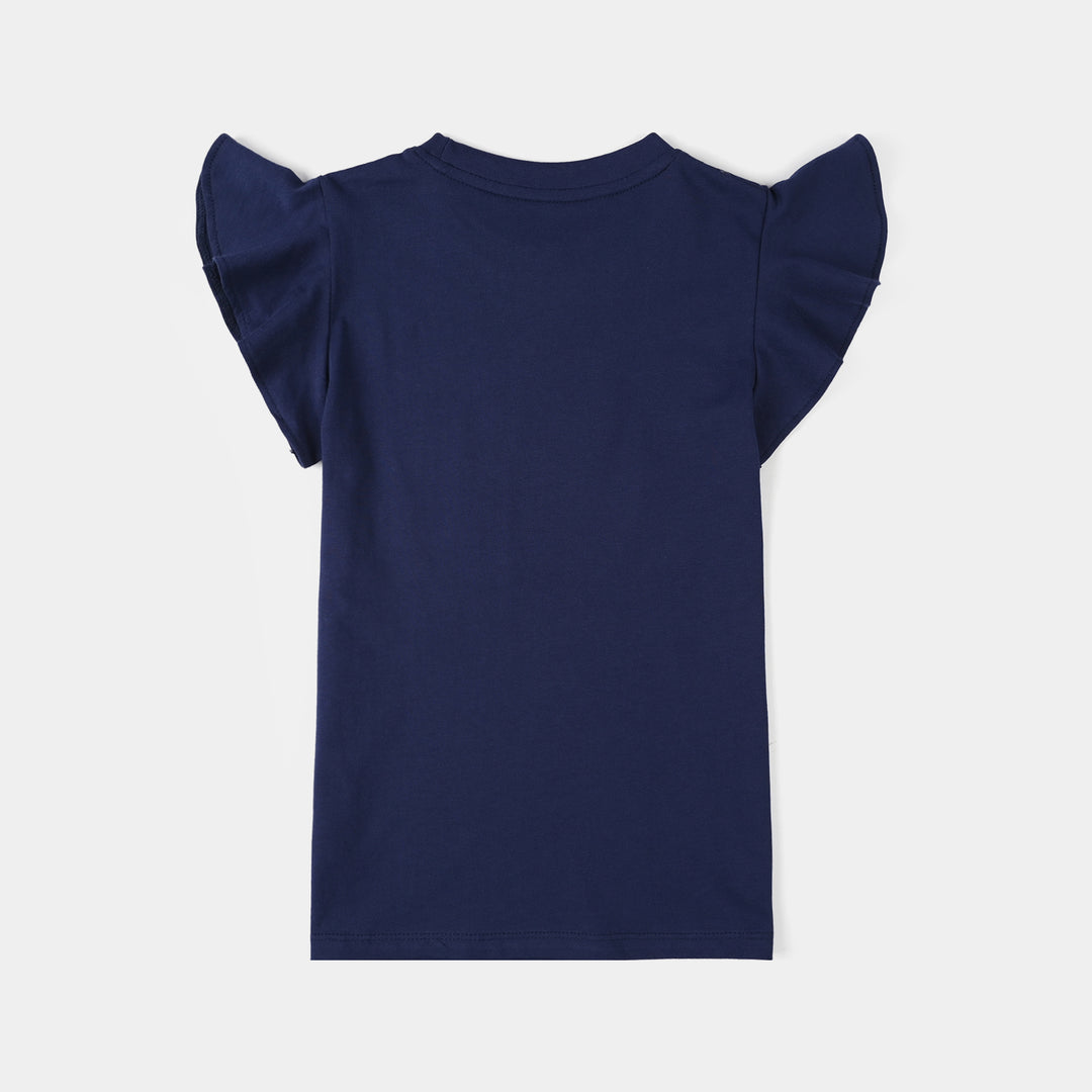 Girls Jersey/Terry T-Shirt Cherry Club – Navy Blue