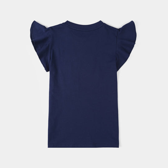 Girls Jersey/Terry T-Shirt Cherry Club – Navy Blue