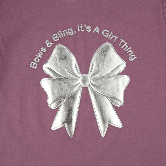 Girls Jersey/Terry T-Shirt (Bow) - Purple