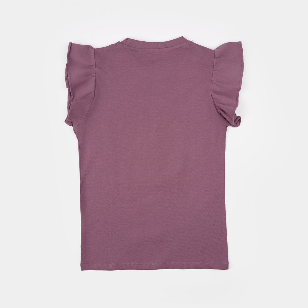 Girls Jersey/Terry T-Shirt (Bow) - Purple