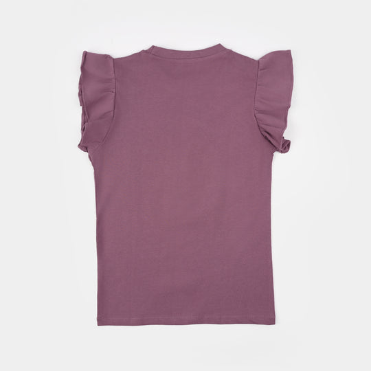 Girls Jersey/Terry T-Shirt (Bow) - Purple