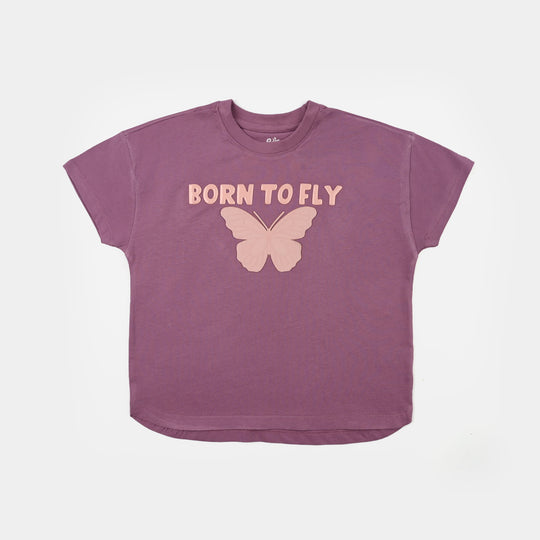 Girls Jersey/Terry T-Shirt - Purple