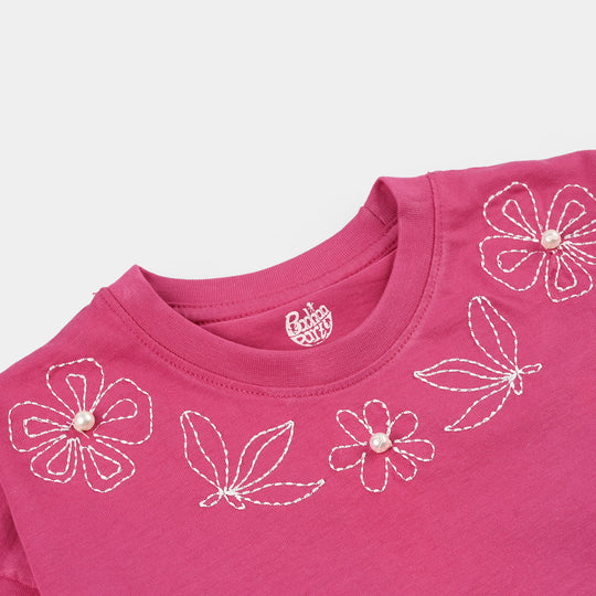 Girls Jersey/Terry T-Shirt - Red