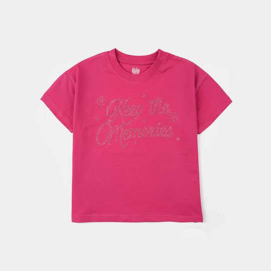 Girls Jersey/Terry T-Shirt - Red