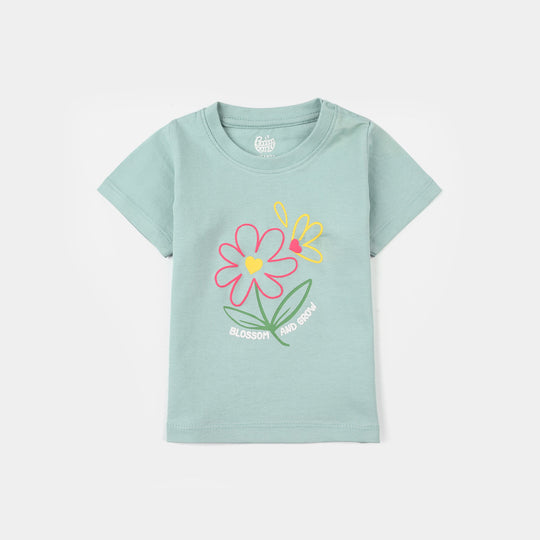 Infant Girls Jersey/Terry Printed T-Shirt - Canal Blue