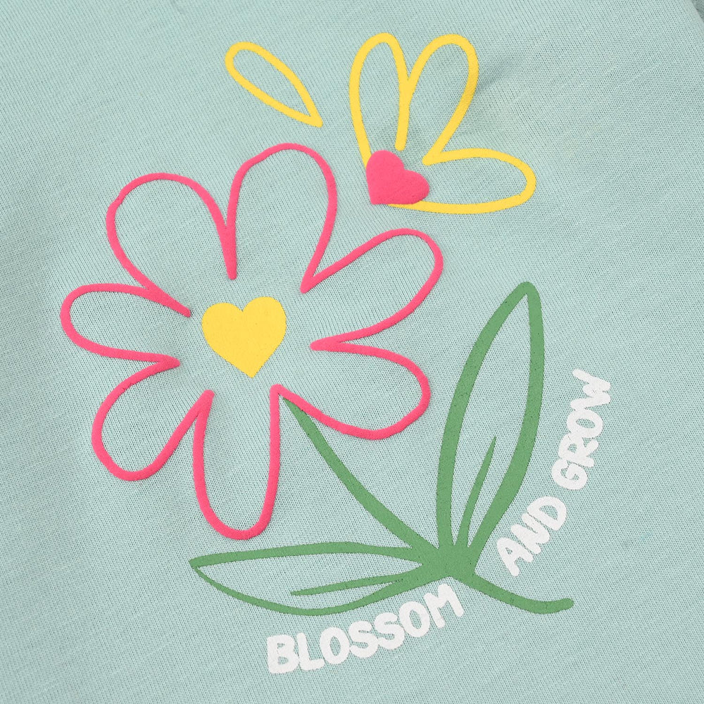 Infant Girls Jersey/Terry Printed T-Shirt - Canal Blue