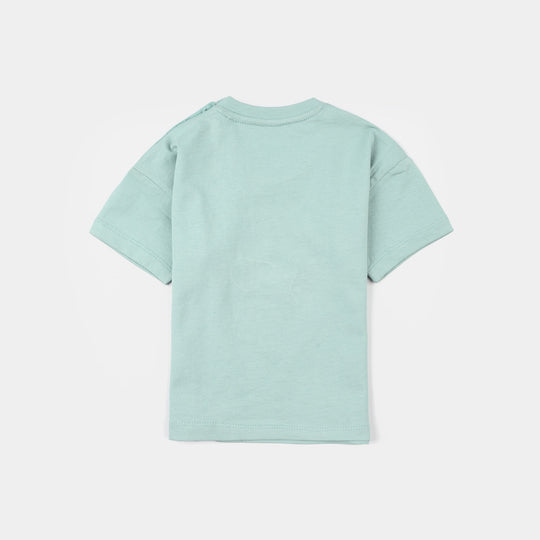 Infant Girls Jersey/Terry Printed T-Shirt - Canal Blue