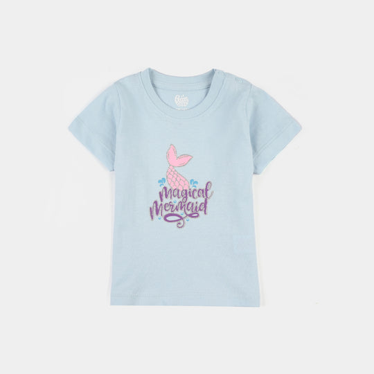 Infant Girls Jersey/Terry T-Shirt (Magical Mermaid) - Light Blue
