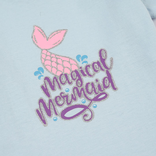 Infant Girls Jersey/Terry T-Shirt (Magical Mermaid) - Light Blue