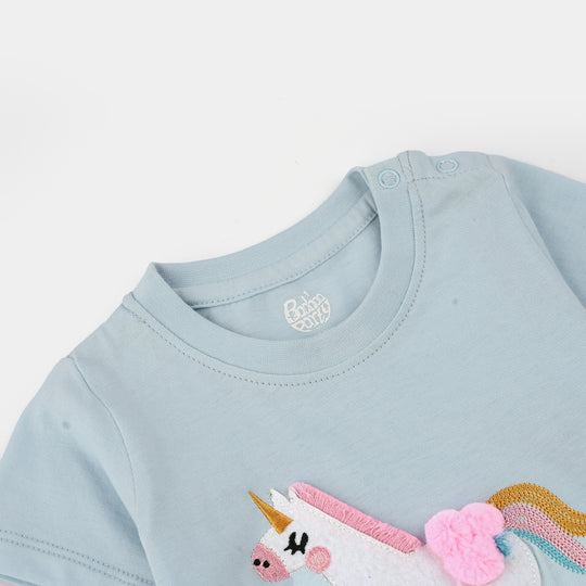 Infant Girls Jersey Terry T-Shirt (Character) - Blue