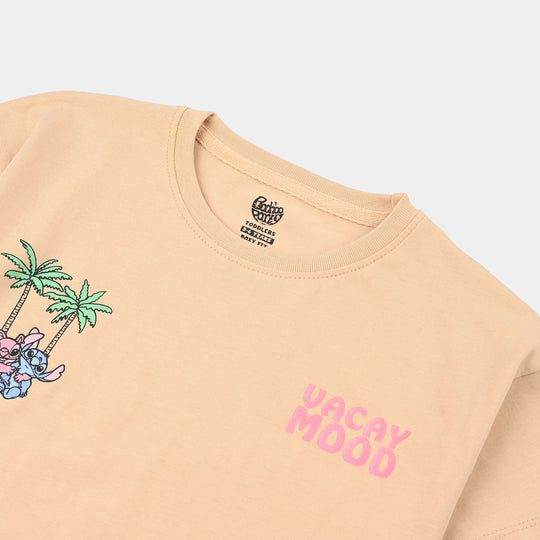 Girls Jersey/Terry T-Shirt (Vacay Mood) - Apricot