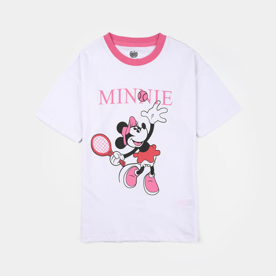 Girls Jersey/Terry T-Shirt Character - White