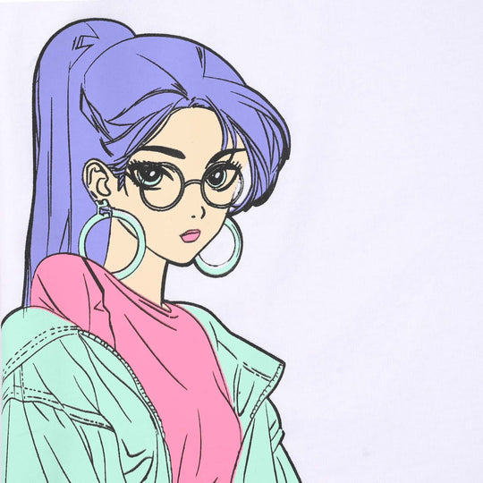 Girls Jersey/Terry T-Shirt (Shine On) - White