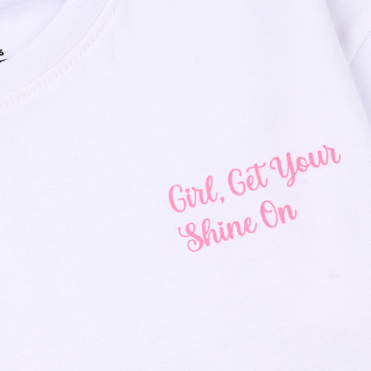 Girls Jersey/Terry T-Shirt (Shine On) - White