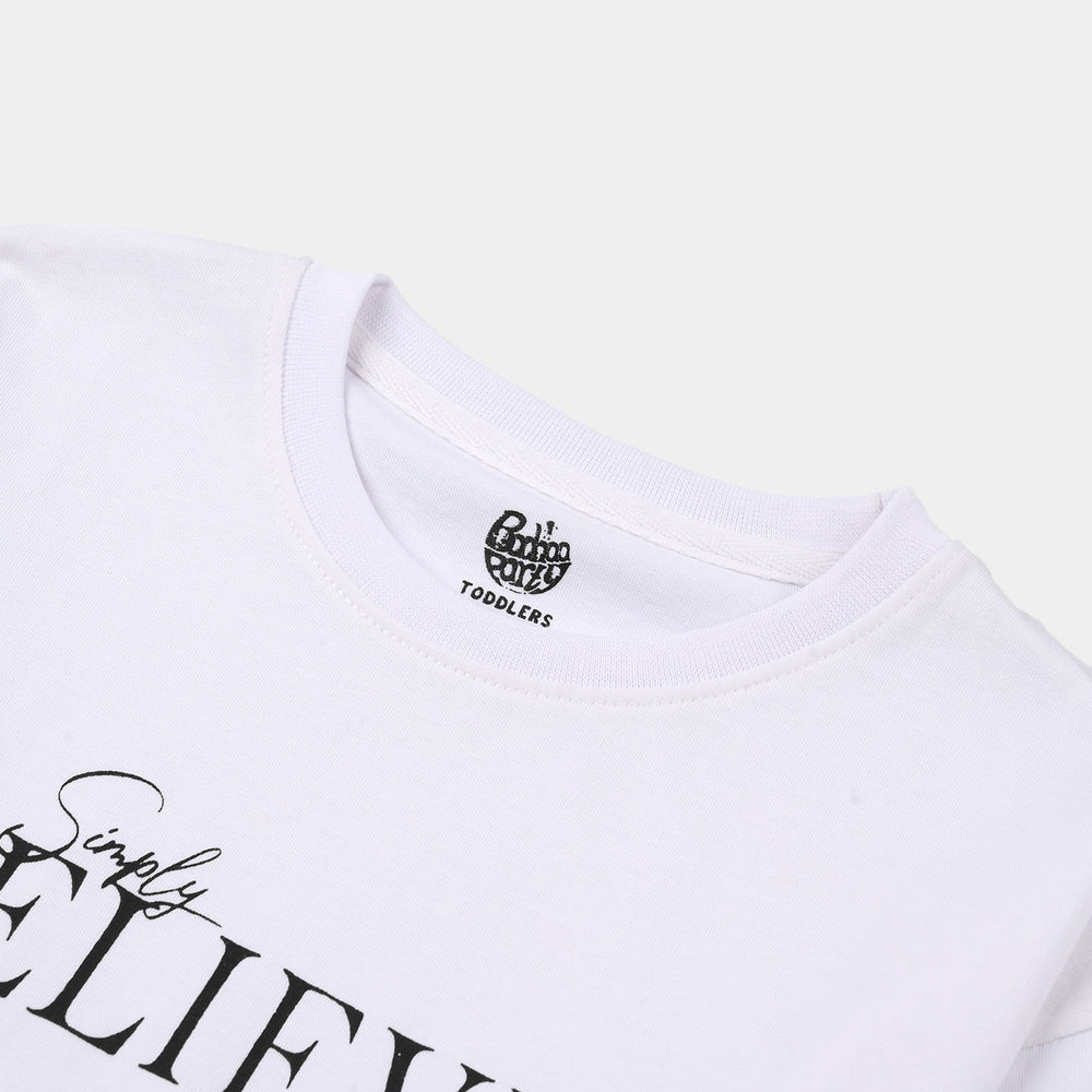Girls Jersey/Terry T-Shirt (Believe) - White