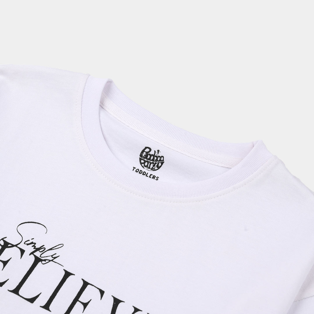 Girls Jersey/Terry T-Shirt (Believe) - White