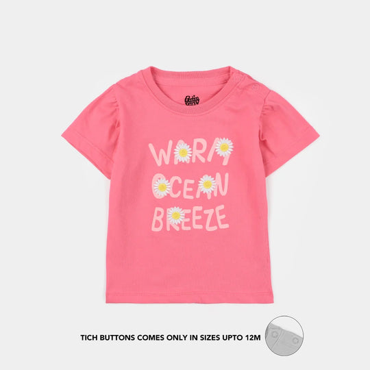 Infant Girls Jersey/Terry T-Shirt (Warm Ocean Breeze) - Plumeria