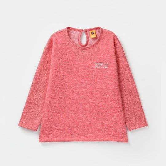 Girls Acrylic-Feather Lurex 2 Piece Smile All Day Long-PINK