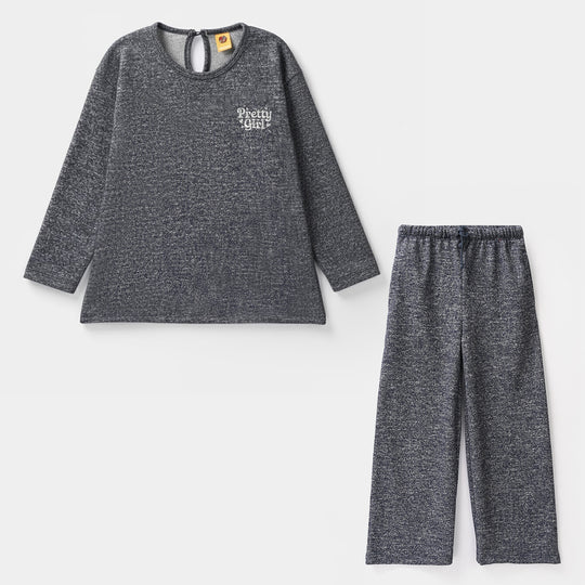 Girls Acrylic-Feather Lurex 2 Piece Pretty Girl-GREY