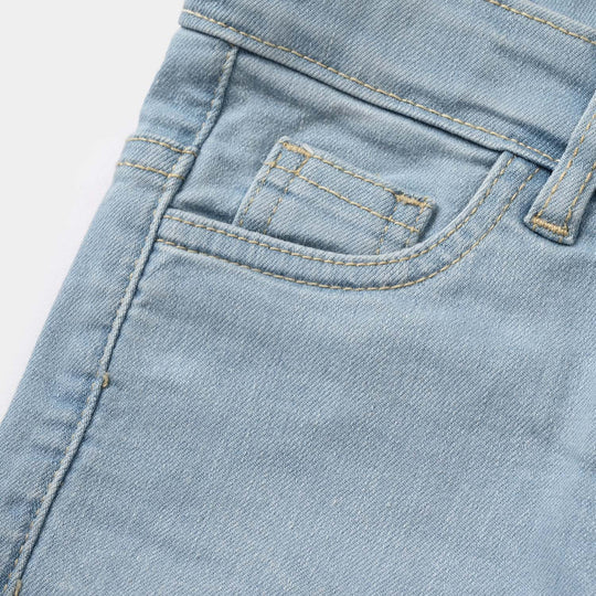 Girls Denim Rigid Pant (Basic) - Ice Blue