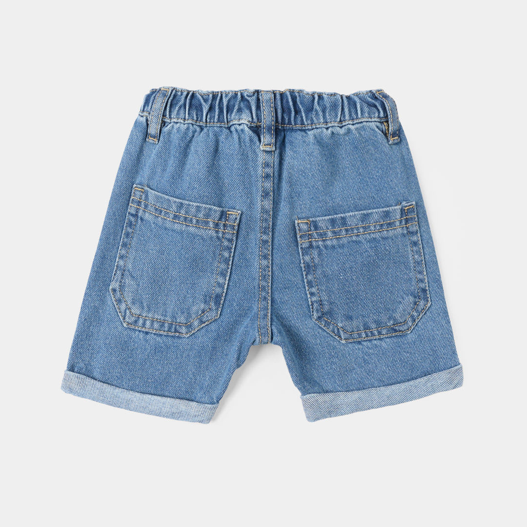 Infant Boys Denim Rigid Shorts Charcater - Mid Blue