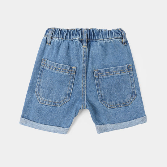 Infant Boys Denim Rigid Shorts Charcater - Mid Blue
