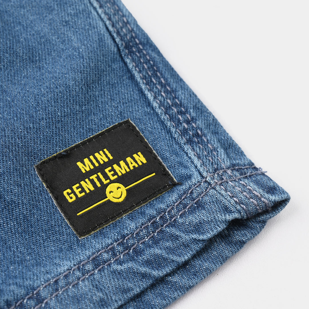 Infant Boys Denim Rigid Shorts (Mini Gentleman)- Mid Blue