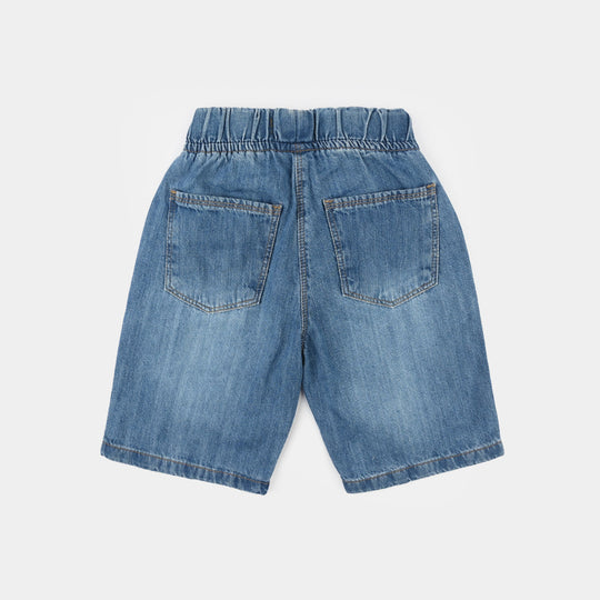 Girls Denim Rigid Shorts (Star) - Mid Blue