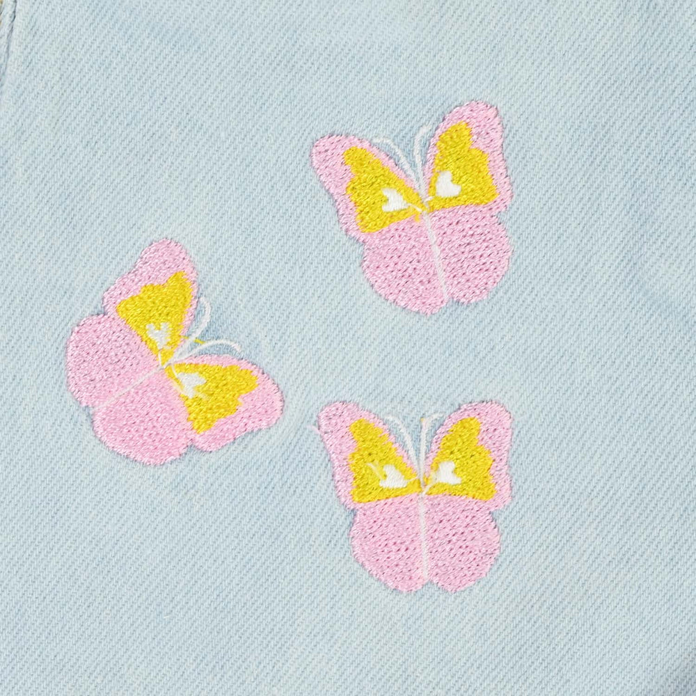Infant Girls Denim Shorts (Butterfly) - Ice Blue