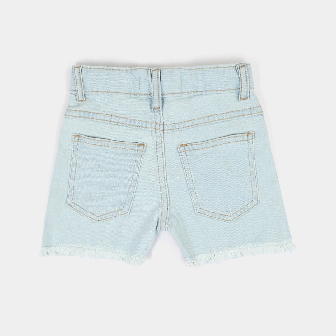 Infant Girls Denim Shorts (Butterfly) - Ice Blue