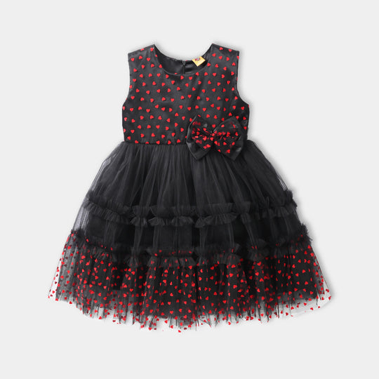 Girls Net Fancy Frock - Black