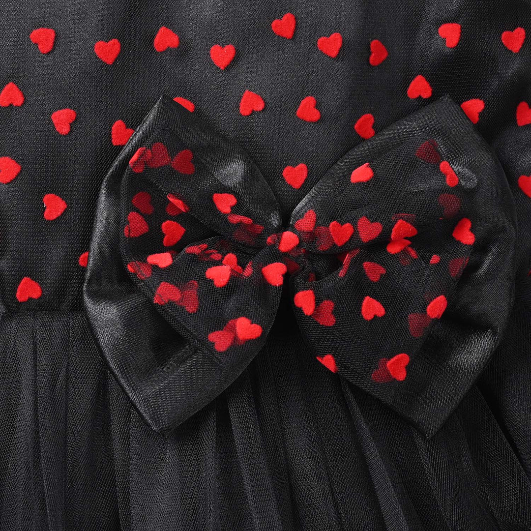 Girls Net Fancy Frock - Black